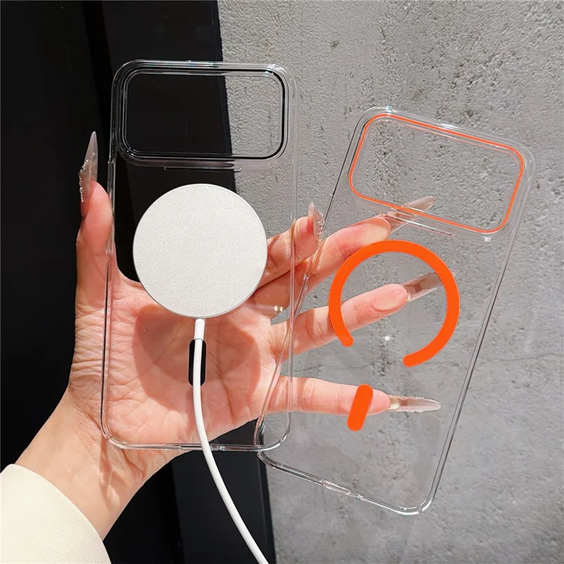 Obudowa magnetyczna na Xiaomi Redmi K90 Pro Max 5G / Poco F8 Ultra, ultra cienka przezroczysta pokrywa tylna z tworzywa PC - pomarańczowa