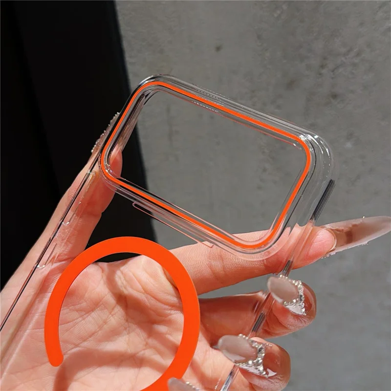 Obudowa magnetyczna na Xiaomi Redmi K90 Pro Max 5G / Poco F8 Ultra, ultra cienka przezroczysta pokrywa tylna z tworzywa PC - pomarańczowa