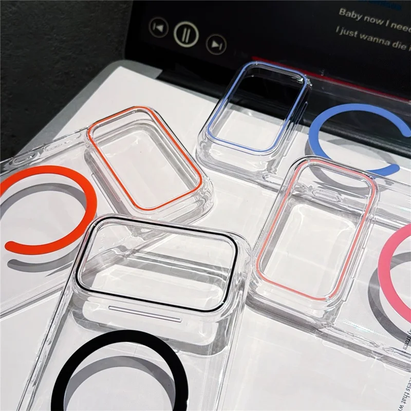 Obudowa magnetyczna na Xiaomi Redmi K90 Pro Max 5G / Poco F8 Ultra, ultra cienka przezroczysta pokrywa tylna z tworzywa PC - pomarańczowa