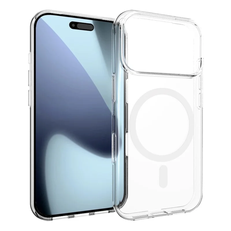 For iPhone 18 Pro / 17 Pro Magnetic Case Watermark-Resistant TPU Phone Back Cover - Transparent