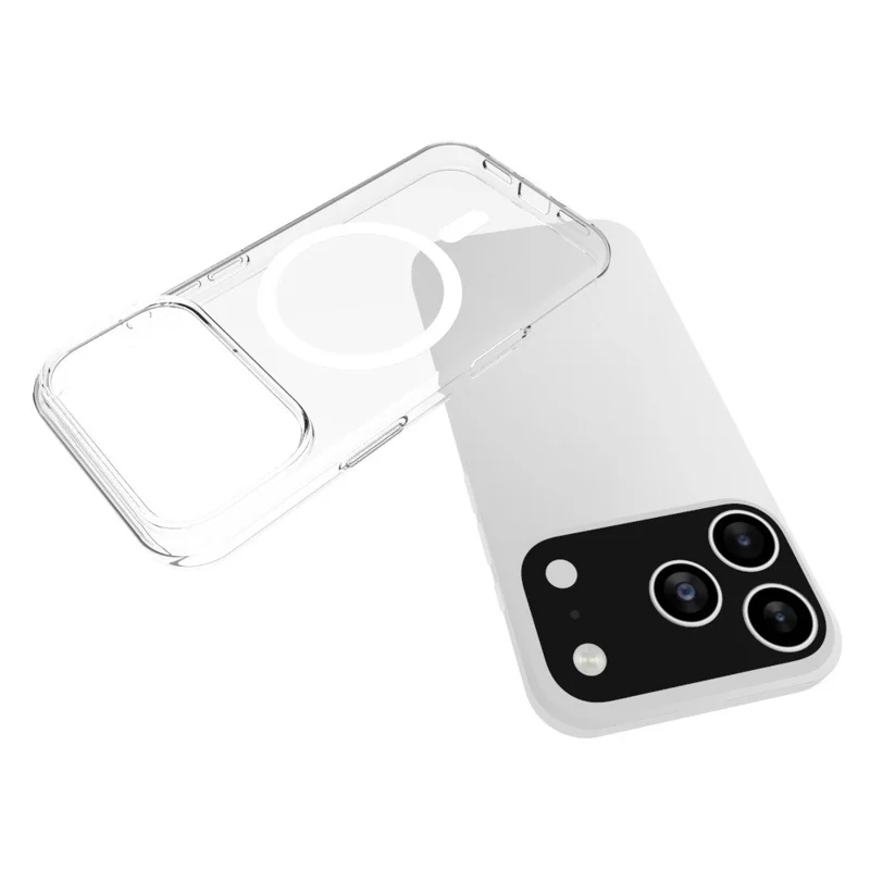 For iPhone 18 Pro / 17 Pro Magnetic Case Watermark-Resistant TPU Phone Back Cover - Transparent