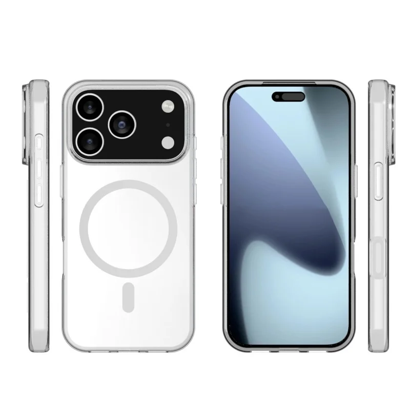 For iPhone 18 Pro / 17 Pro Magnetic Case Watermark-Resistant TPU Phone Back Cover - Transparent