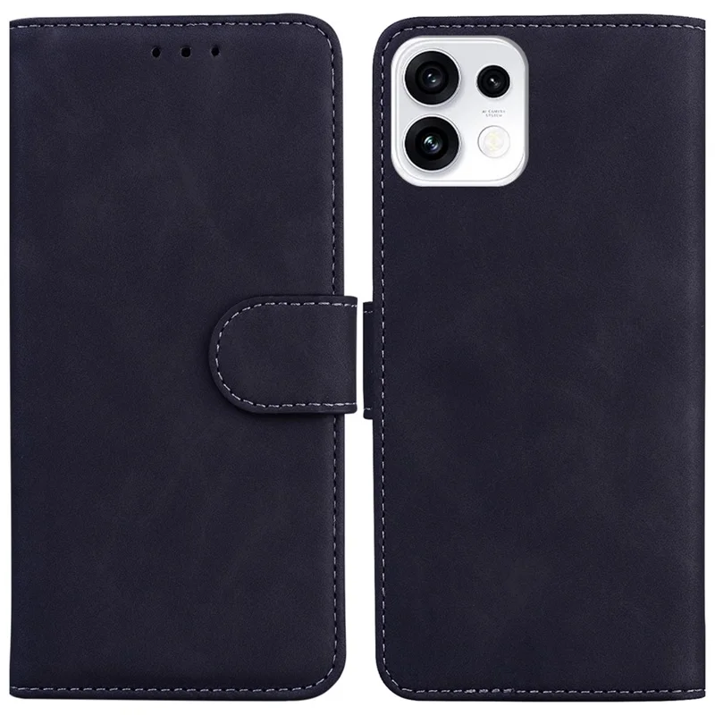 For Oppo Reno16 5G (Global)  /  Reno16 Pro 5G (Global) Case Solid Color Leather Wallet Phone Cover - Black