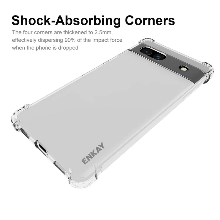 Enkay Hat Prince Für Google Pixel 7a Clear TPU Telefonhülle Anti-schlupf-streifenkante Verdickte Ecken Schockdelie Telefonabdeckung