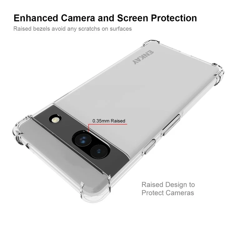 Enkay Hat Prince Für Google Pixel 7a Clear TPU Telefonhülle Anti-schlupf-streifenkante Verdickte Ecken Schockdelie Telefonabdeckung