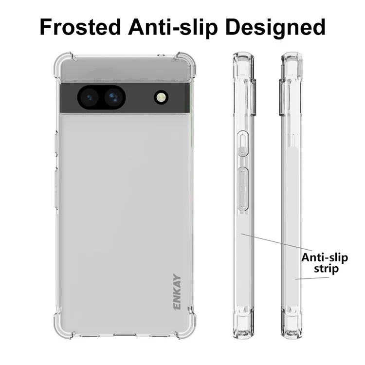 Enkay Hat Prince Für Google Pixel 7a Clear TPU Telefonhülle Anti-schlupf-streifenkante Verdickte Ecken Schockdelie Telefonabdeckung