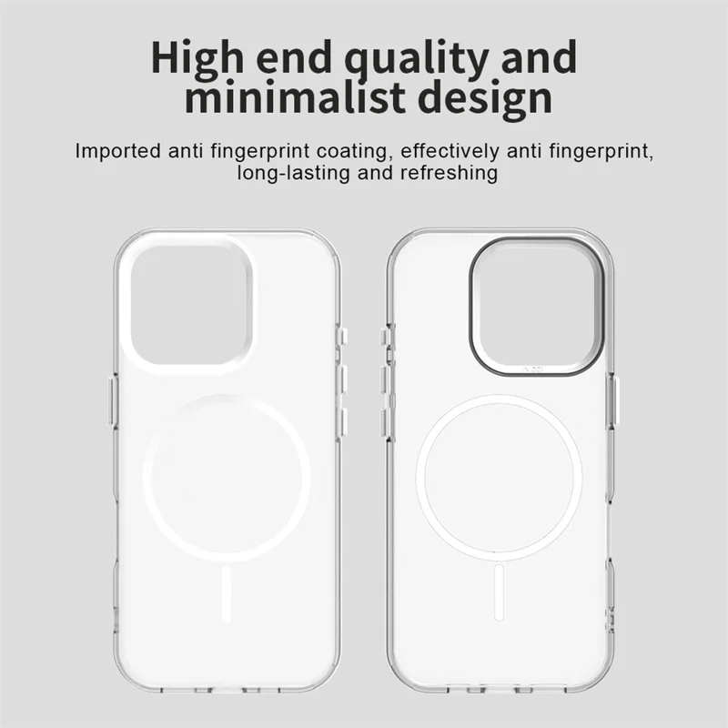 For iPhone 16 Pro Magnetic Case PC + TPU + PET Air Cushion Shockproof Phone Cover - White