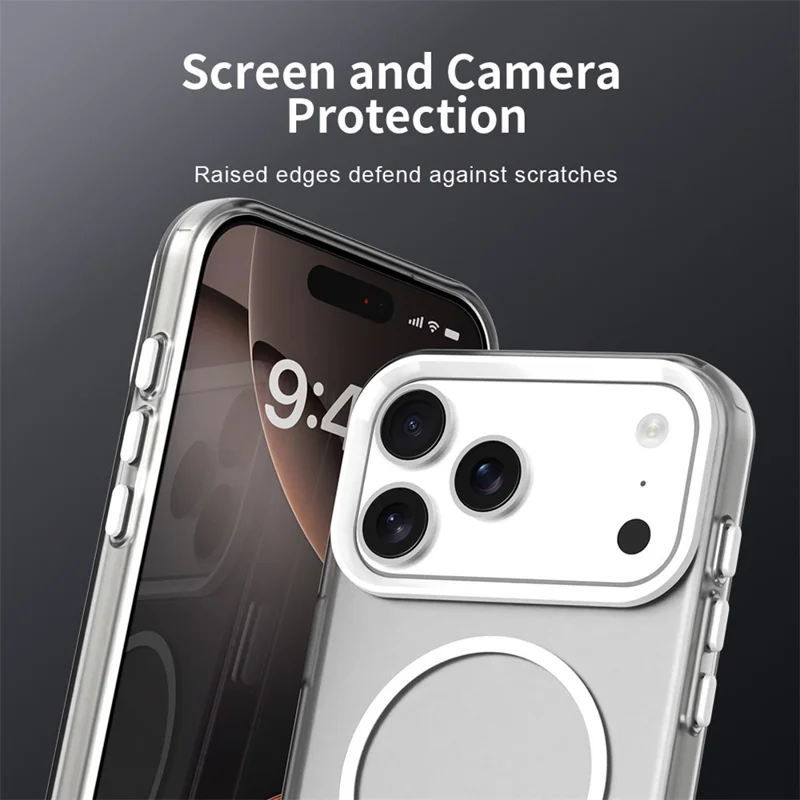 For iPhone 18 Pro / 17 Pro Magnetic Case PC + TPU + PET Air Cushion Shockproof Phone Cover - White