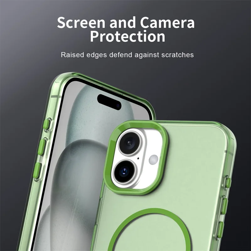 For iPhone 17 Magnetic Case PC + TPU + PET Air Cushion Shockproof Phone Cover - Green