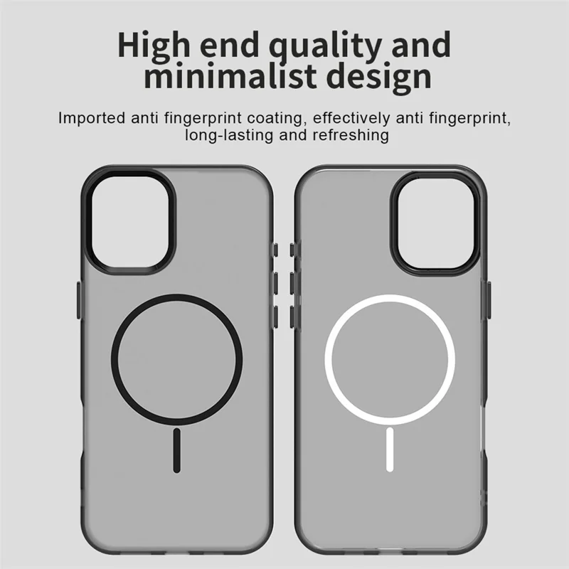 For iPhone 16 Plus Magnetic Case PC + TPU + PET Air Cushion Shockproof Phone Cover - Black