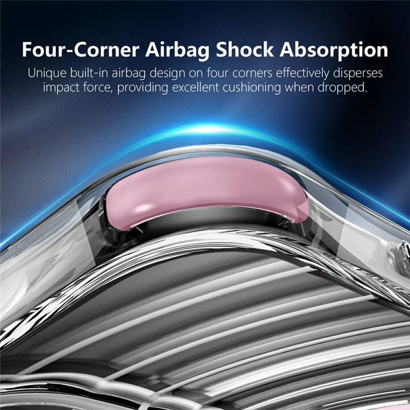 For iPhone 16 Pro Max Magnetic Case Airbag Corner Shockproof Ripple TPU Phone Cover - Pink