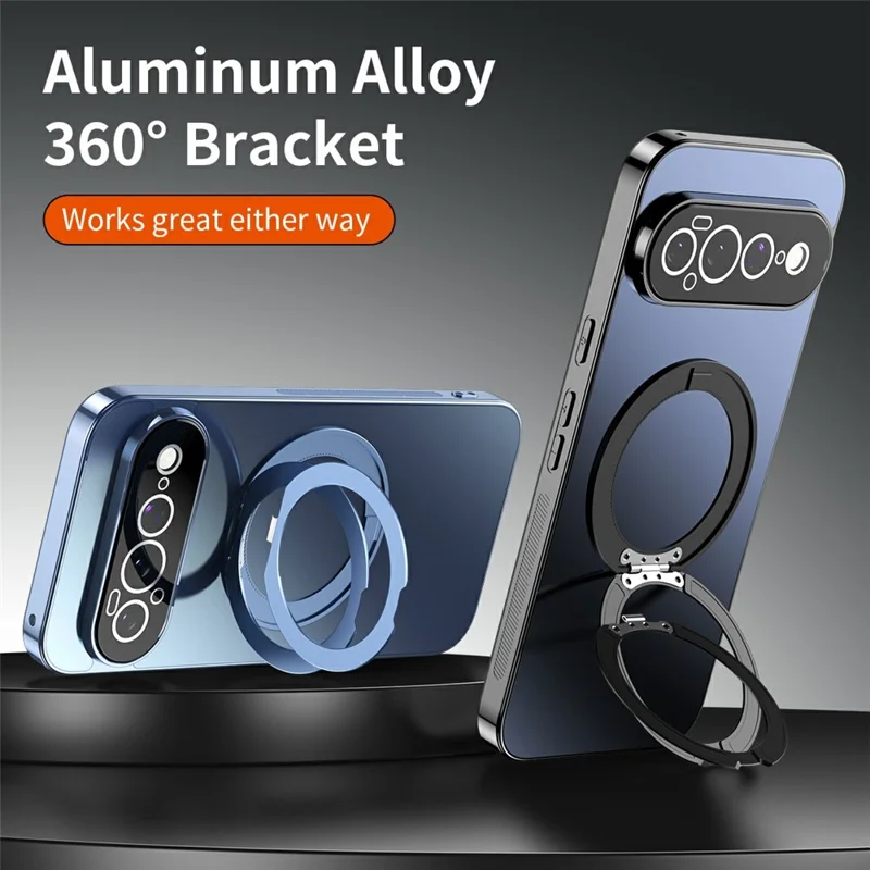 For Google Pixel 11 Case Magnetic Rotating Kickstand TPU Phone Cover with Full Lens Protection - Blue