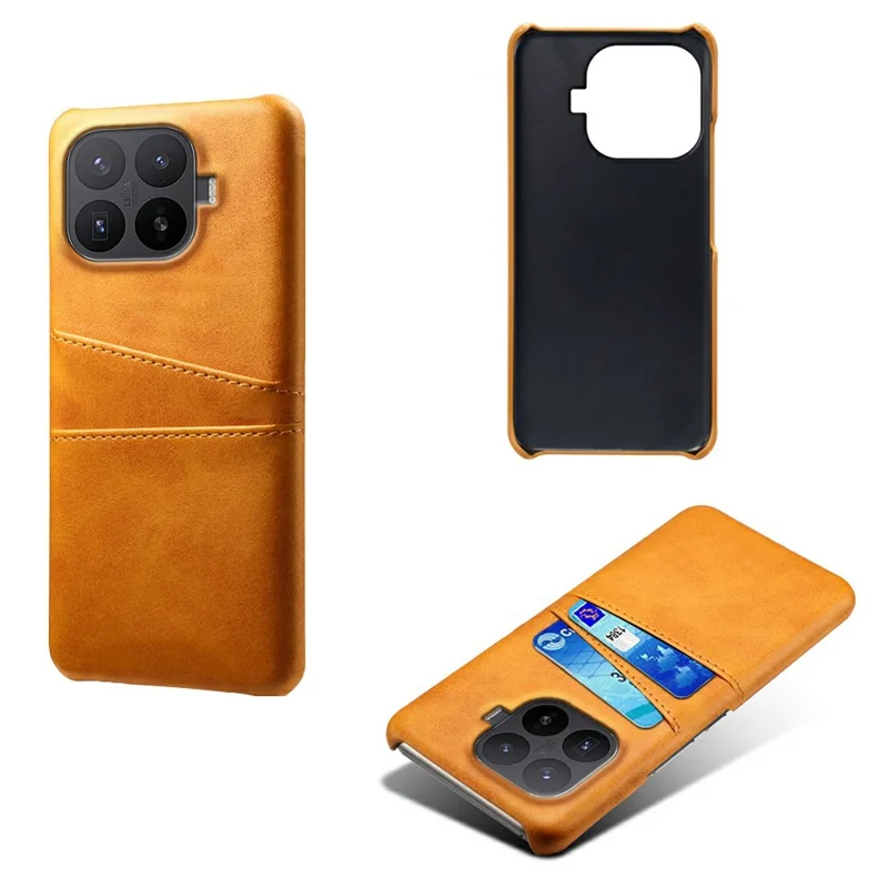 For Xiaomi 17T Pro Case Dual Card Slots PU Leather + Hard PC Phone Cover - Orange