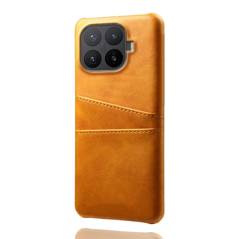 For Xiaomi 17T Pro Case Dual Card Slots PU Leather + Hard PC Phone Cover - Orange