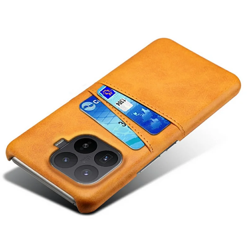 For Xiaomi 17T Pro Case Dual Card Slots PU Leather + Hard PC Phone Cover - Orange