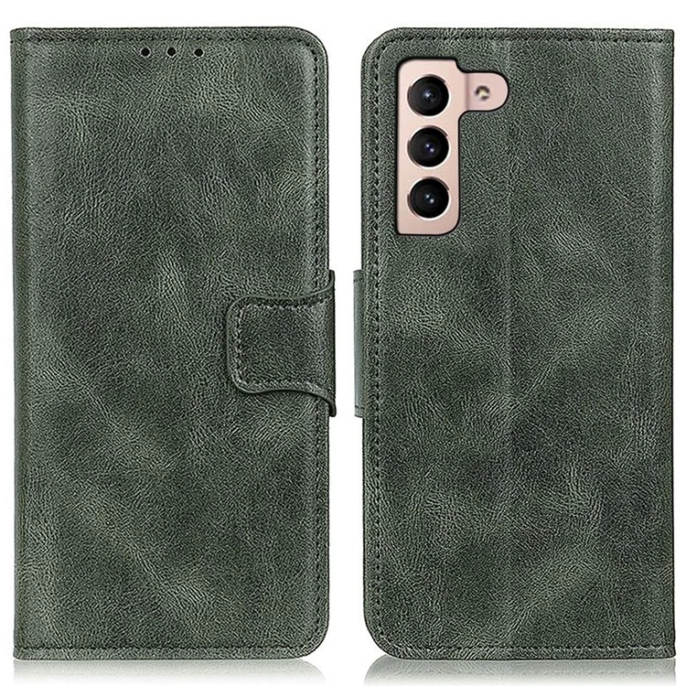 Для Samsung Galaxy S23 Anti-scratch Crazy Horse Texture Wallet Stand PU Leather Case Phone Cover - Blackish Green