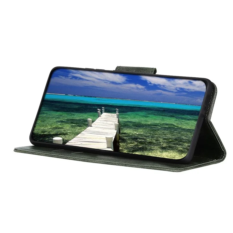 Для Samsung Galaxy S23 Anti-scratch Crazy Horse Texture Wallet Stand PU Leather Case Phone Cover - Blackish Green