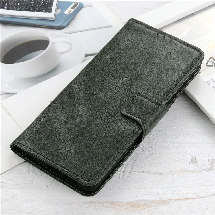 Для Samsung Galaxy S23 Anti-scratch Crazy Horse Texture Wallet Stand PU Leather Case Phone Cover - Blackish Green