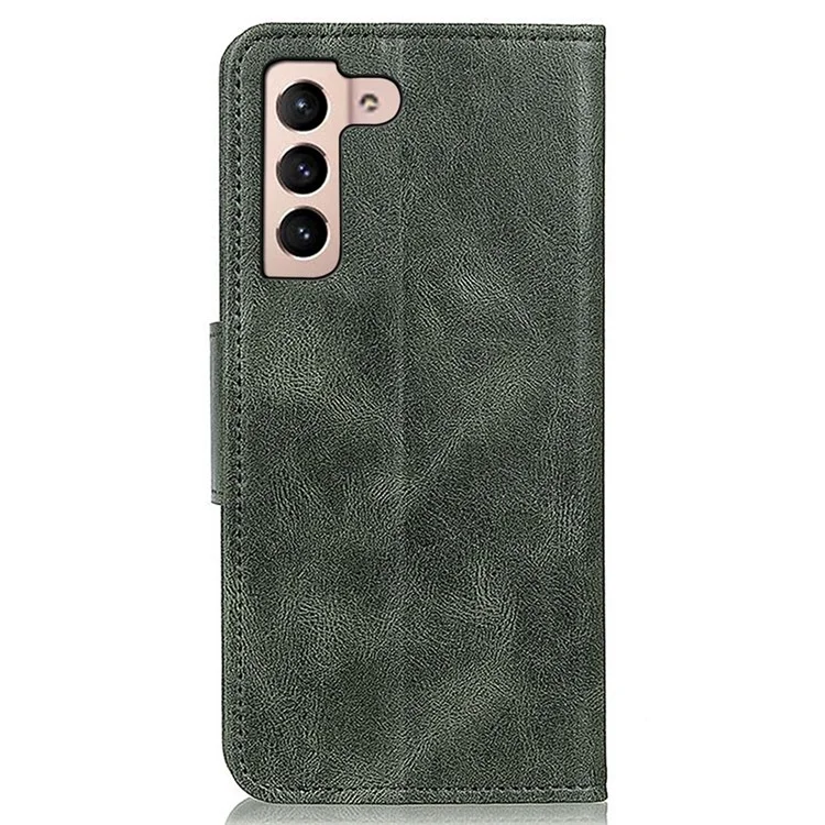 Для Samsung Galaxy S23 Anti-scratch Crazy Horse Texture Wallet Stand PU Leather Case Phone Cover - Blackish Green