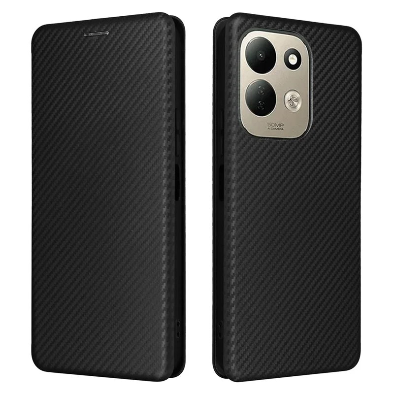 Étui pour Xiaomi Redmi 17 5G / Redmi 17 4G avec texture en fibre de carbone, étui de protection antichute en cuir PU - Noir