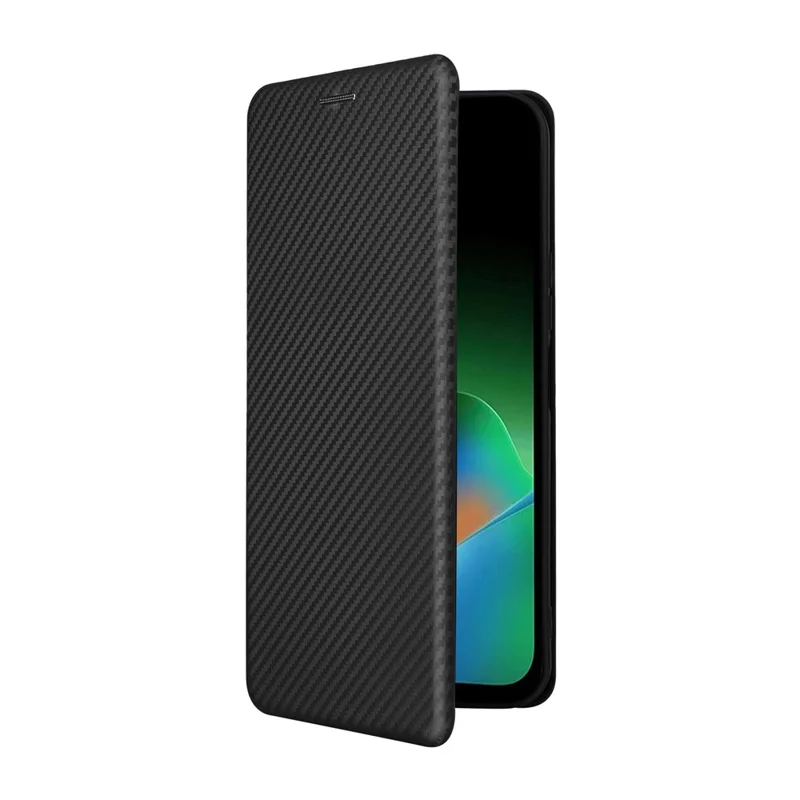 Étui pour Xiaomi Redmi 17 5G / Redmi 17 4G avec texture en fibre de carbone, étui de protection antichute en cuir PU - Noir