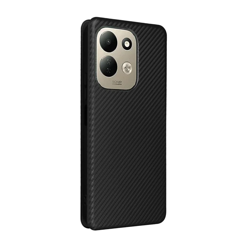 Étui pour Xiaomi Redmi 17 5G / Redmi 17 4G avec texture en fibre de carbone, étui de protection antichute en cuir PU - Noir