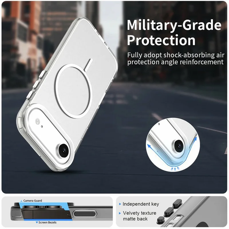 For iPhone Air Magnetic Case PC + TPU + PET Air Cushion Shockproof Phone Cover - White