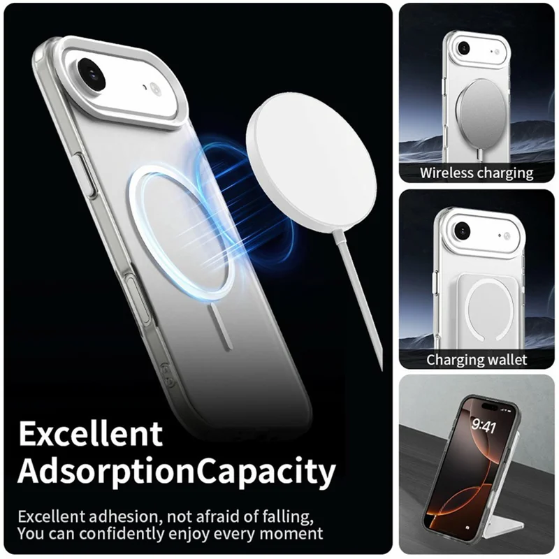 For iPhone Air Magnetic Case PC + TPU + PET Air Cushion Shockproof Phone Cover - White
