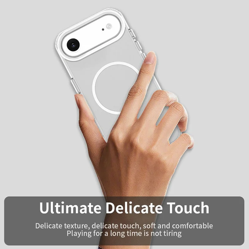 For iPhone Air Magnetic Case PC + TPU + PET Air Cushion Shockproof Phone Cover - White