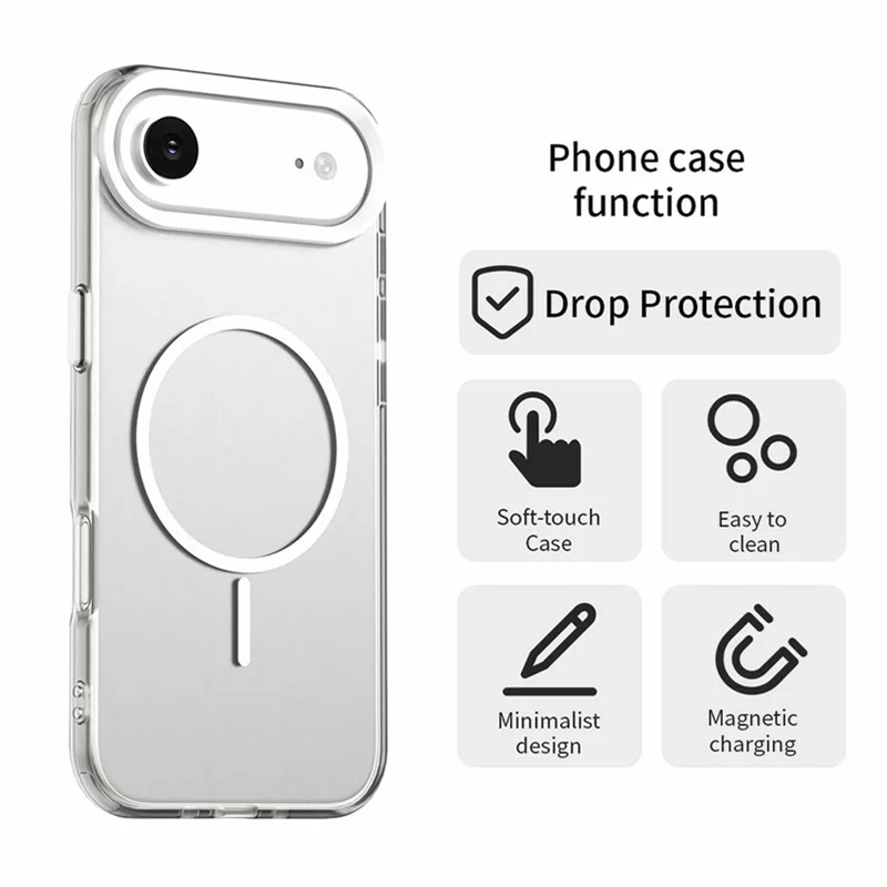 For iPhone Air Magnetic Case PC + TPU + PET Air Cushion Shockproof Phone Cover - White
