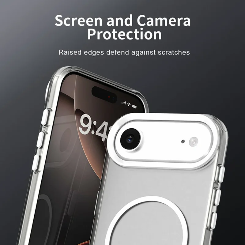 For iPhone Air Magnetic Case PC + TPU + PET Air Cushion Shockproof Phone Cover - White