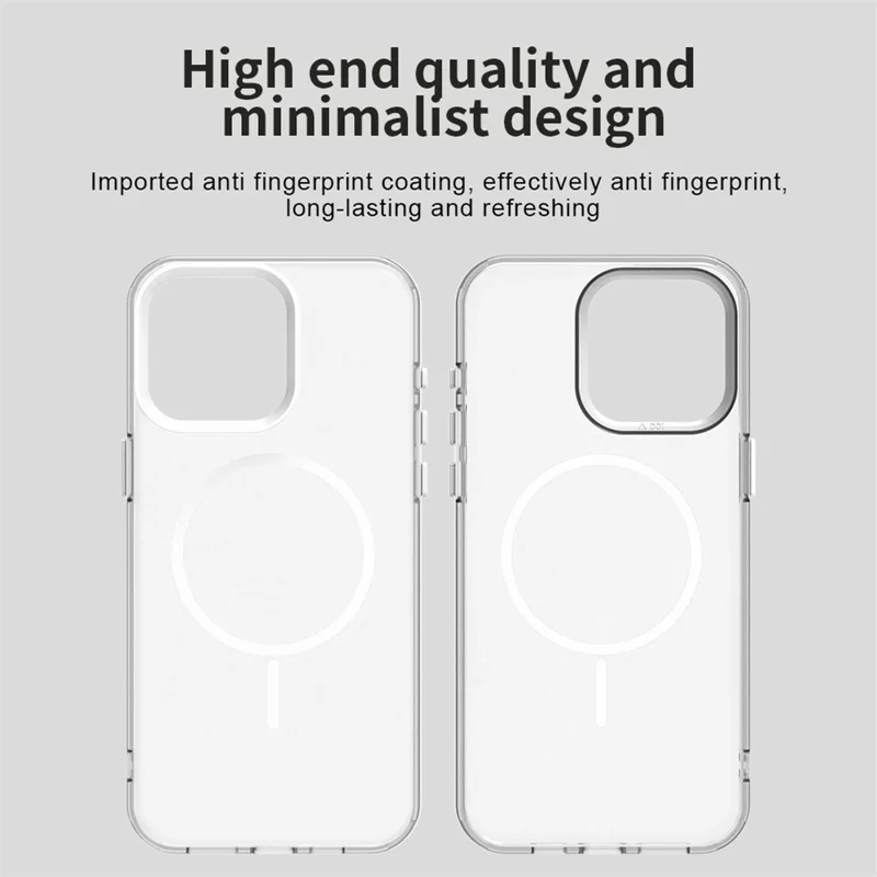 For iPhone 15 Pro Max Magnetic Case PC + TPU + PET Air Cushion Shockproof Phone Cover - White