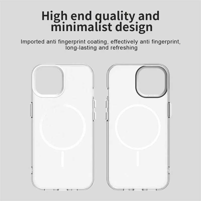 For iPhone 15 Magnetic Case PC + TPU + PET Air Cushion Shockproof Phone Cover - White