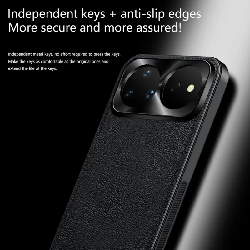 For Huawei nova 16 Pro 5G Case PU + TPU + PC Phone Back Cover with Metal Lens Frame - Black