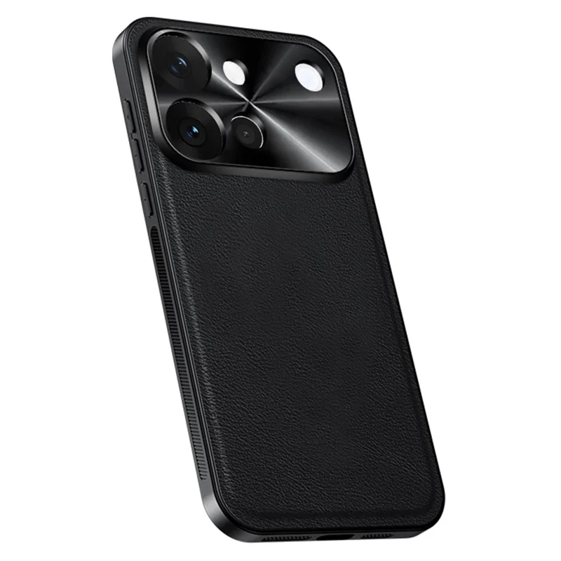 For vivo S60 5G Case PU + TPU + PC Phone Back Cover with Metal Lens Frame - Black