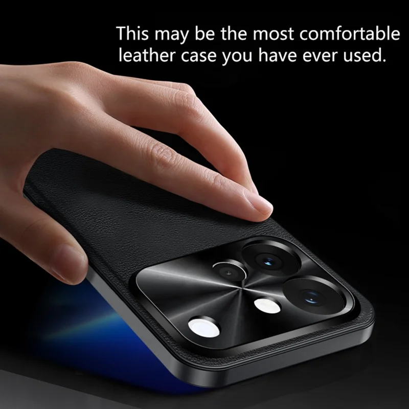 For vivo S60 5G Case PU + TPU + PC Phone Back Cover with Metal Lens Frame - Black