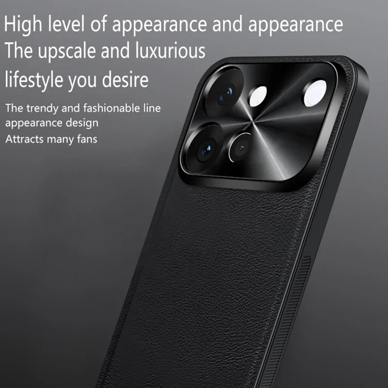 For vivo S60 5G Case PU + TPU + PC Phone Back Cover with Metal Lens Frame - Black
