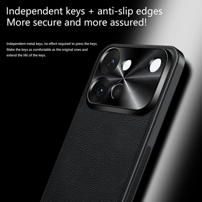 For vivo S60 5G Case PU + TPU + PC Phone Back Cover with Metal Lens Frame - Black