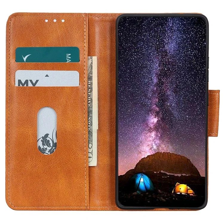 Per Samsung Galaxy A34 5G Crazy Horse Texture Wallet Viewing Stand PU Leather Case Full Coverage Phone Cover - Marrone