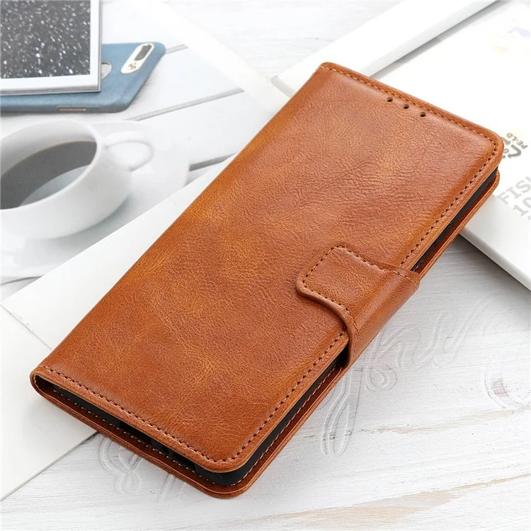 Per Samsung Galaxy A34 5G Crazy Horse Texture Wallet Viewing Stand PU Leather Case Full Coverage Phone Cover - Marrone