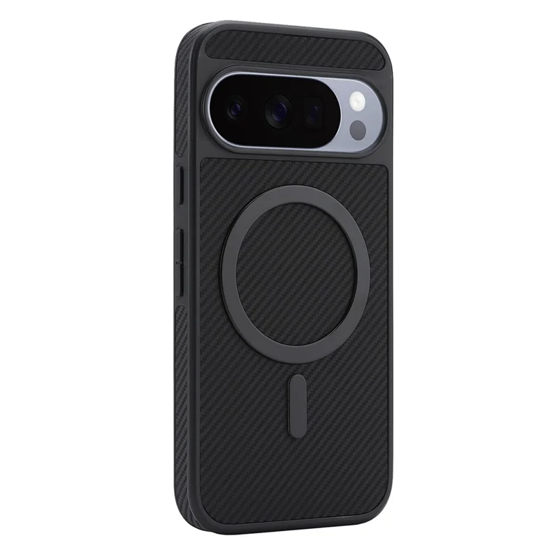 Rear view of black carbon fibre texture Google Pixel magnetic case