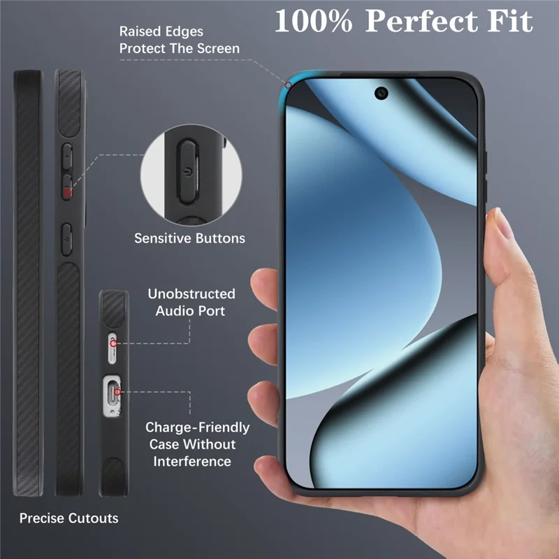 Precision cut-outs buttons and raised screen protection on Google Pixel case