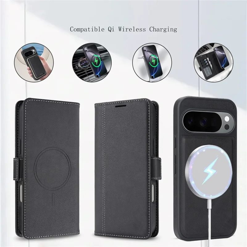 For Google Pixel 11 Pro XL Magnetic Case Detachable 2 in 1 Leather Wallet Phone Cover - Black