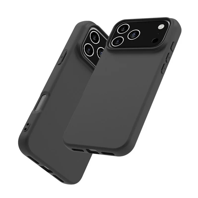 For iPhone 18 Pro / 17 Pro Case Soft Matte Back TPU Black Phone Cover (Large Cutout) - Black