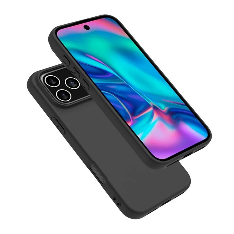 For iPhone 18 Pro / 17 Pro Case Soft Matte Back TPU Black Phone Cover (Large Cutout) - Black