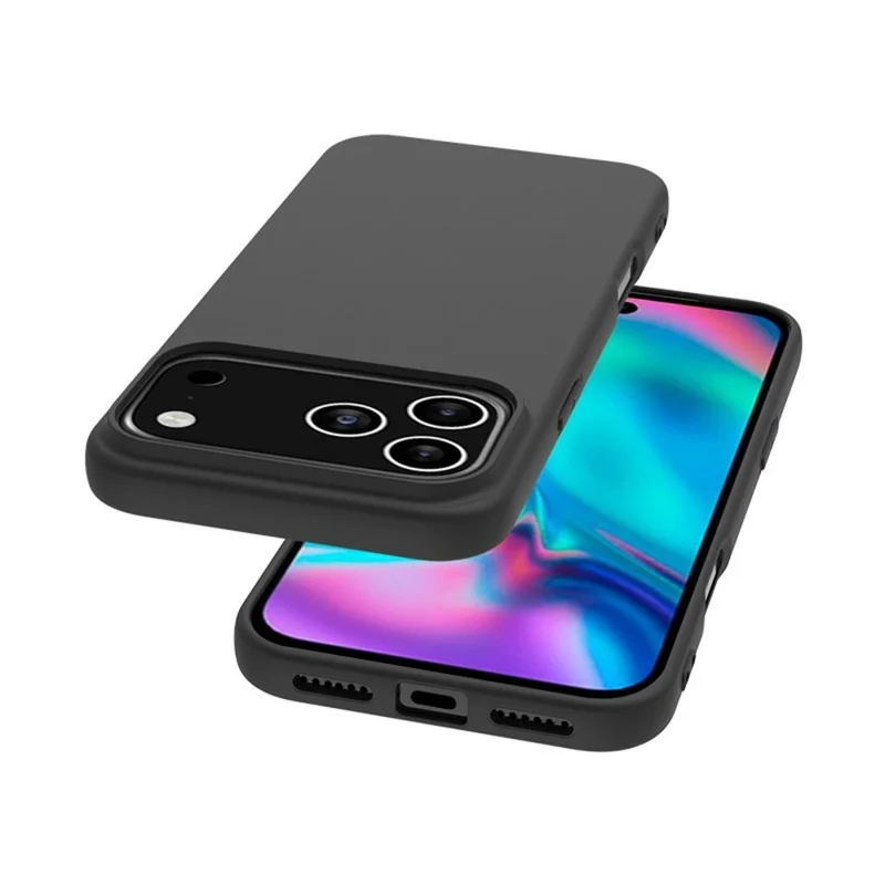 For iPhone 18 Pro / 17 Pro Case Soft Matte Back TPU Black Phone Cover (Large Cutout) - Black