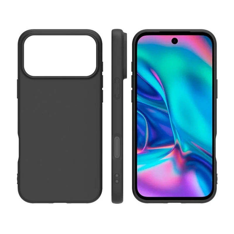 For iPhone 18 Pro / 17 Pro Case Soft Matte Back TPU Black Phone Cover (Large Cutout) - Black