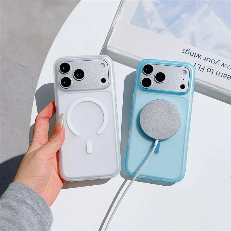 For iPhone 18 Pro Max / 17 Pro Max Magnetic Case Skin-touch PC Matte Back Phone Cover - Transparent Blue - 2