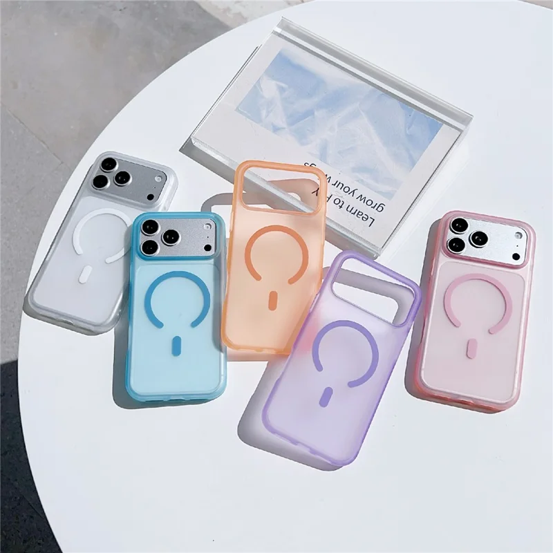 For iPhone 18 Pro Max / 17 Pro Max Magnetic Case Skin-touch PC Matte Back Phone Cover - Transparent Blue - 6