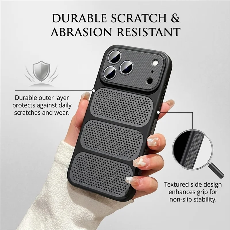 For iPhone 18 Pro Max / 17 Pro Max Case Compatible with MagSafe Triple Vented Cooling PC+TPU Phone Cover  - Black